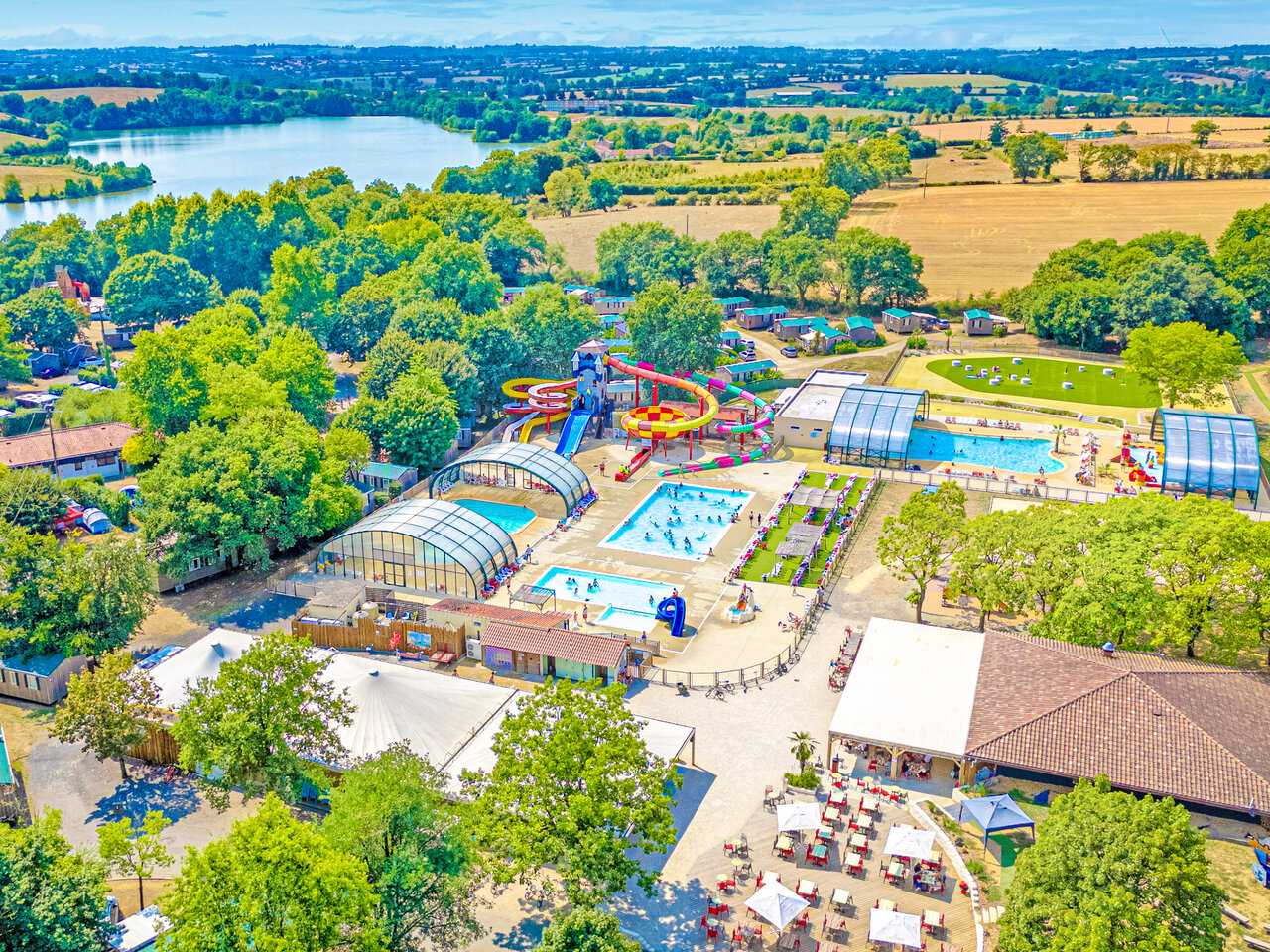 Water park at CAPFUN Lac de Ribou campsite in Cholet (49).