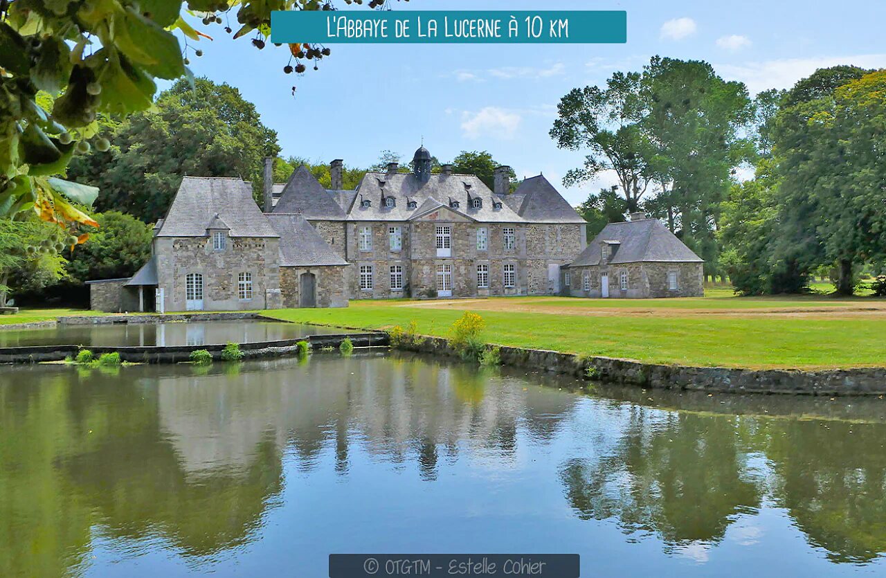 La Lucerne Abbey, historic monument near Hudimesnil, Normandy, France.