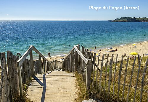 Wooden path leading to Fogeo Beach in Arzon, Morbihan.