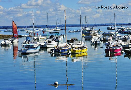 Port of Logeo with many boats, a must-visit near Sarzeau, Morbihan.