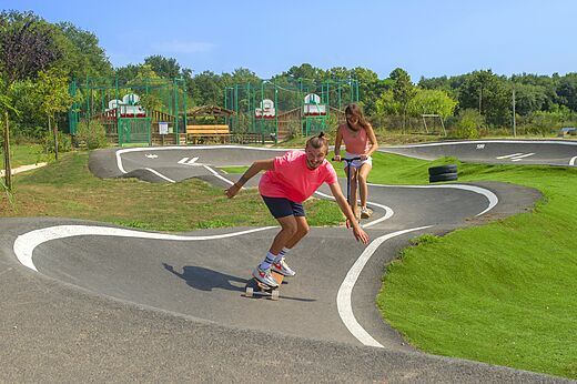 Pump track and multisport field at CAPFUN Mael campsite, ARGELES SUR MER.