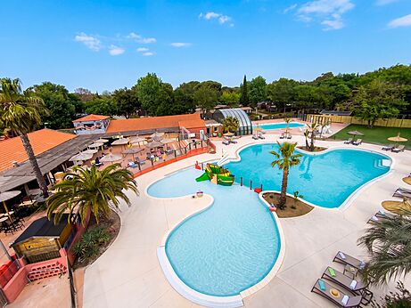 Aquatic complex with pools and slide at CAPFUN Mael campsite in ARGELES SUR MER (66)