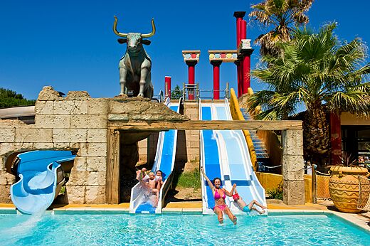 Water slides and family pool at CAPFUN Mer et Soleil campsite in Cap d'Agde.