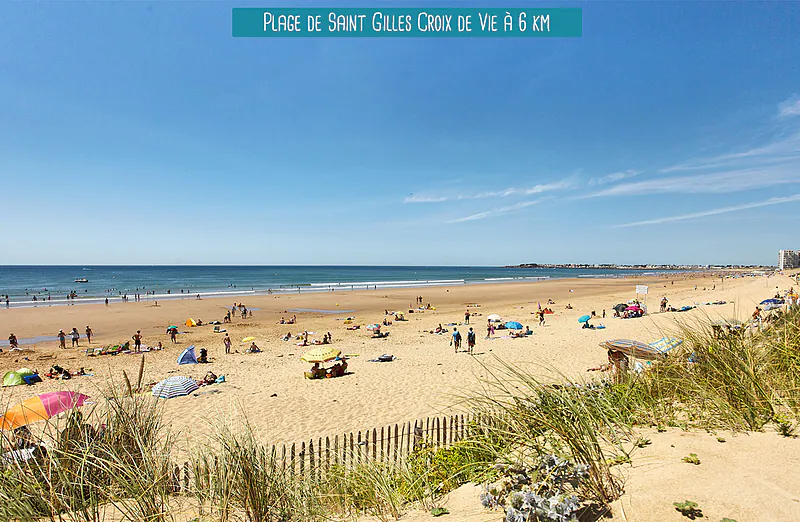 Large beach of Saint Gilles Croix de Vie, tourist spot in Vend�e.