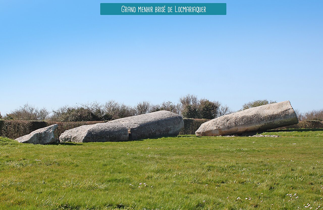 Great Broken Menhir of Locmariaquer, historic megalithic site to visit in Brittany.