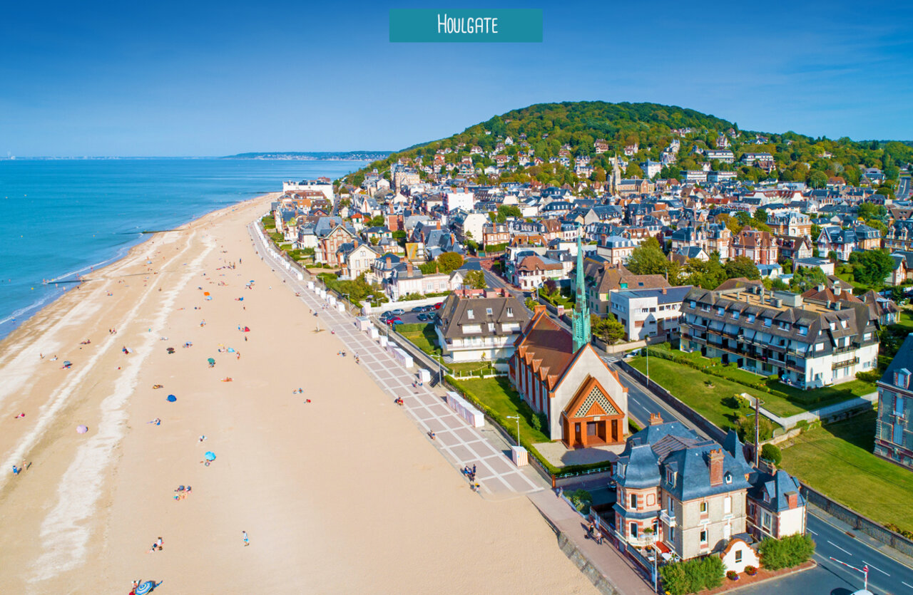 Sandy beach and coastal town of Houlgate, Normandy, to visit.