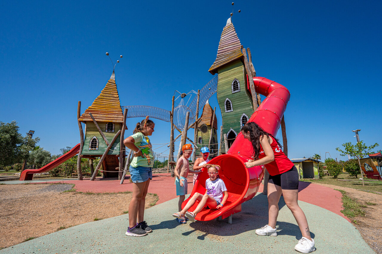 Giant slide and playground at CAPFUN Ondines campsite Vias Plage (34).