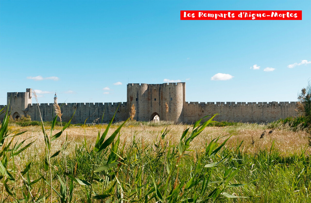 Medieval ramparts of Aigue-Mortes, a historic site to visit in Camargue.