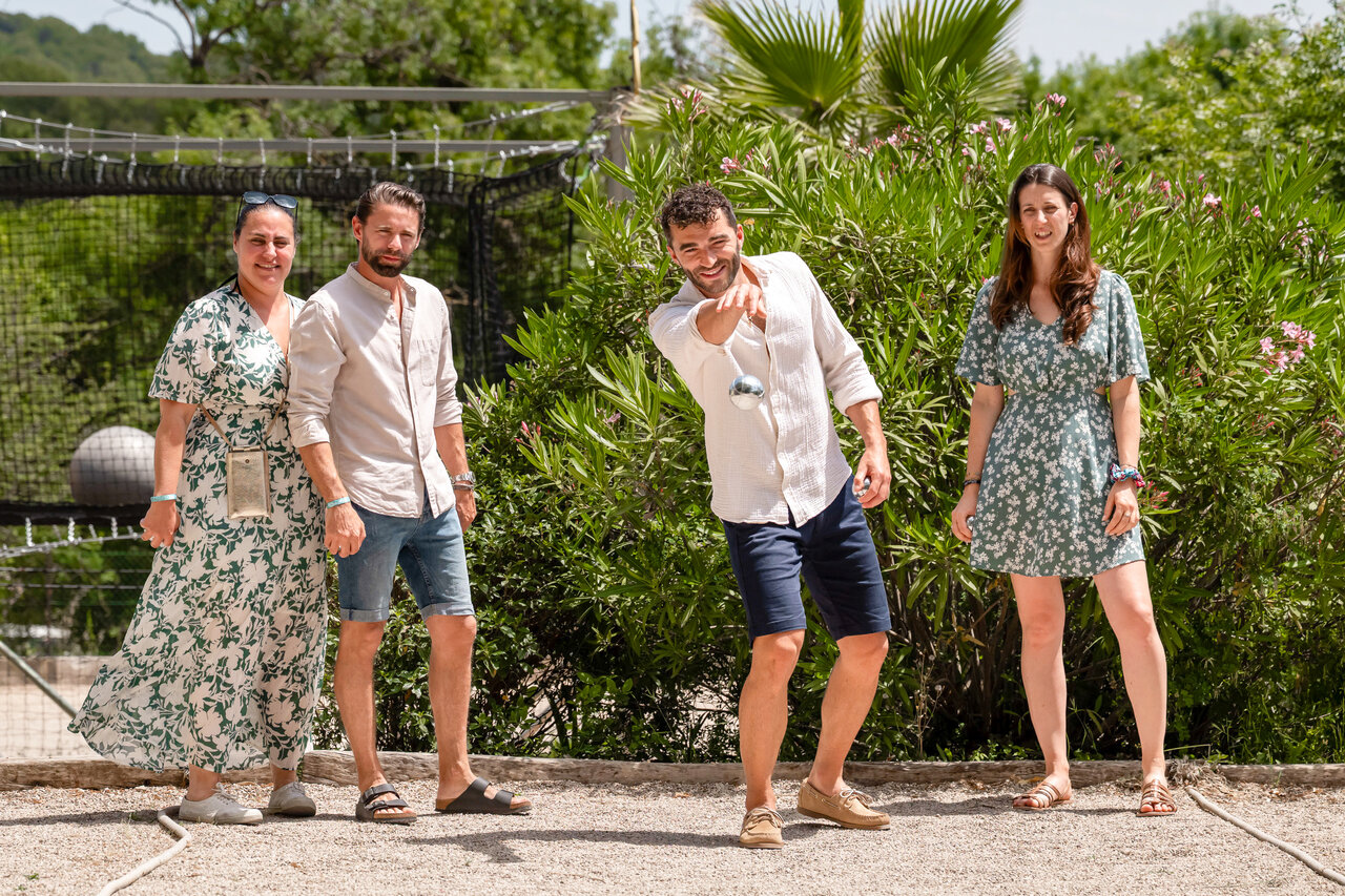 Friendly game of p�tanque at camping CLICOCHIC Or�e d'Azur in OPIO (06).