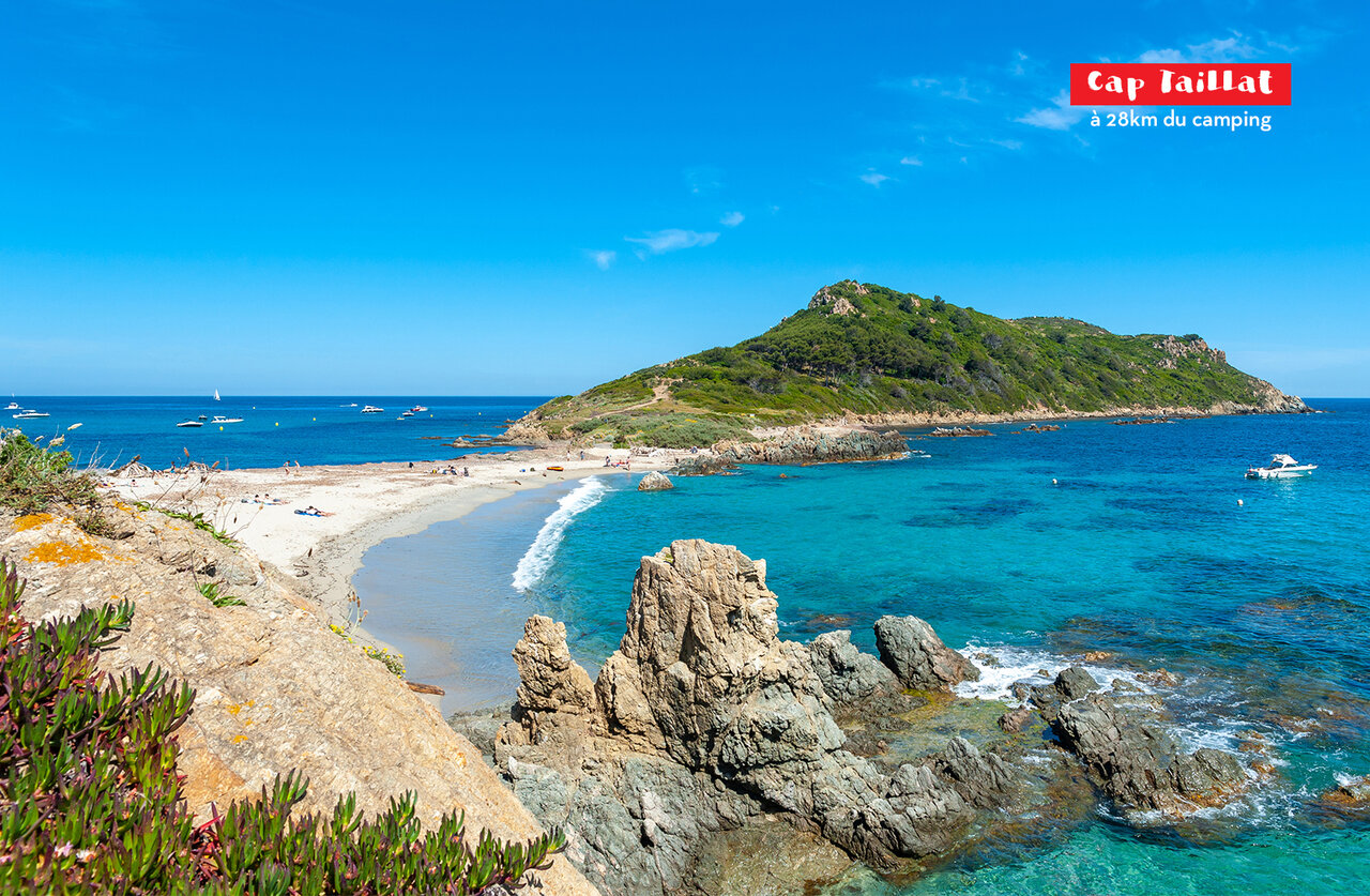 Cap Taillat, beautiful beach and rocky coast near Saint-Tropez, Var.
