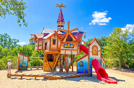 Playground with slides at VAGUES OCEANES Paille Basse, Souillac (46).