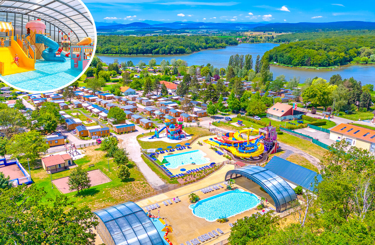 Swimming pools, water slides and Mobile-homes at CAPFUN Palais de Gaufrette campsite in R�mering les Puttelange (57).