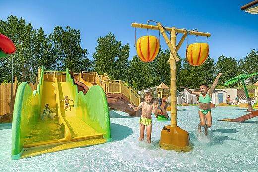Water slides and water play area at CLICOCHIC Palmira Beach campsite.