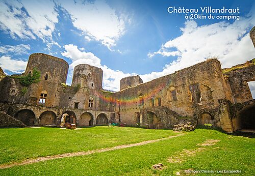 Majestic ruins of Villandraut Castle, historic monument near Bazas in Gironde.