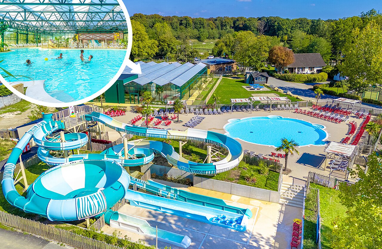 Giant water slides and pools at CAPFUN Parc de Paris campsite Villevaud� (77).