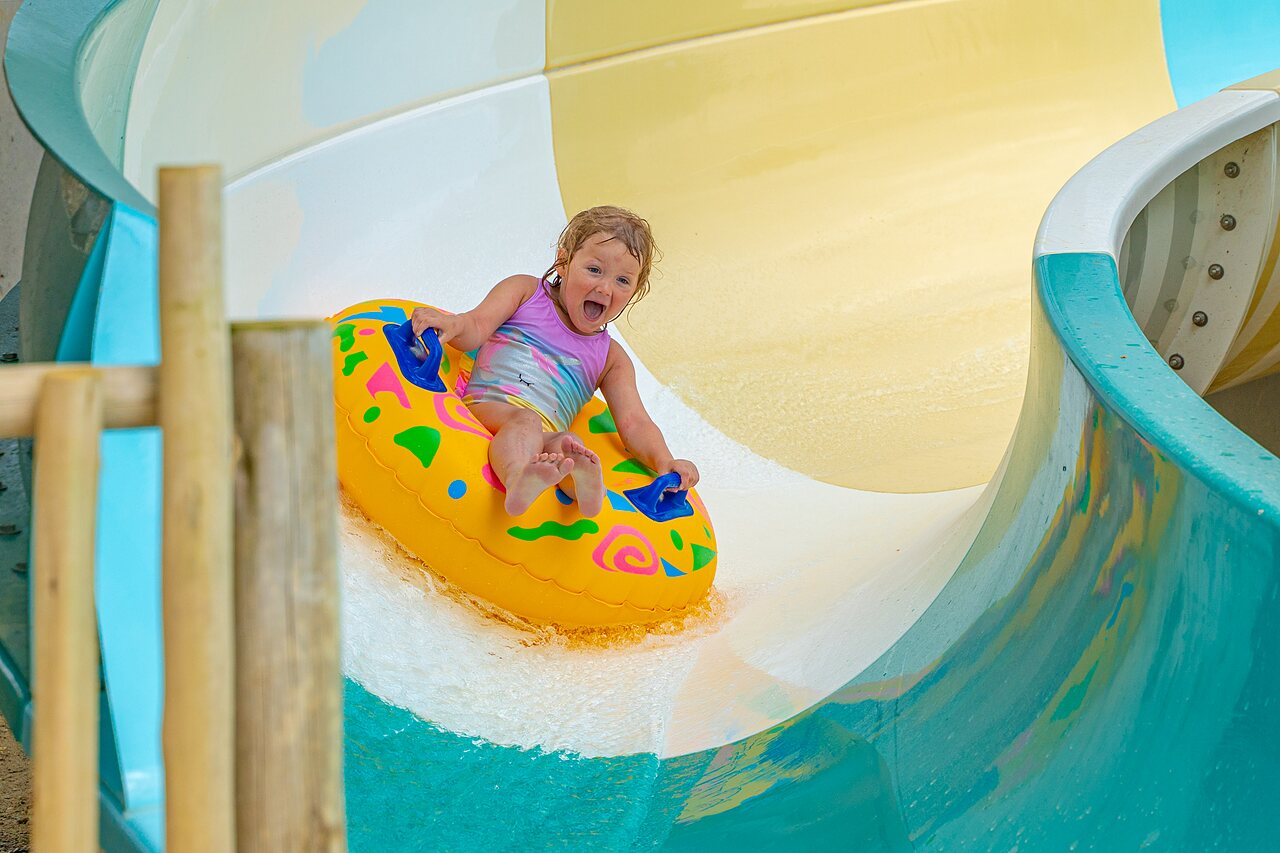 Child tube water slide at CAPFUN Parc de Paris campsite in Villevaud�.