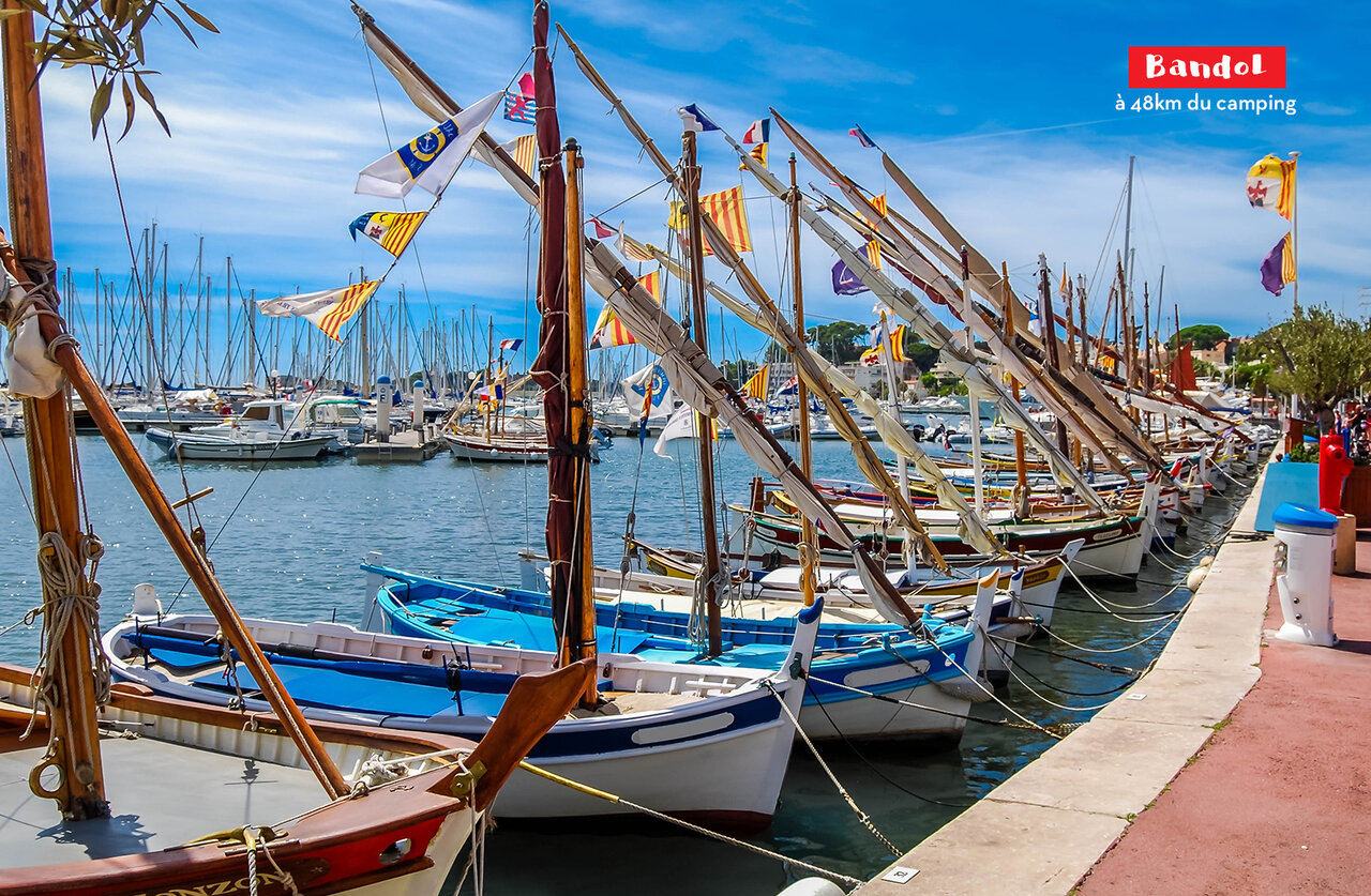 Bandol harbor with traditional colorful boats, a town to visit in Var.