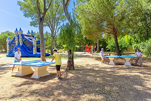 Ping-pong and bouncy castle at CAPFUN Parc et Plage campsite Hy�res.