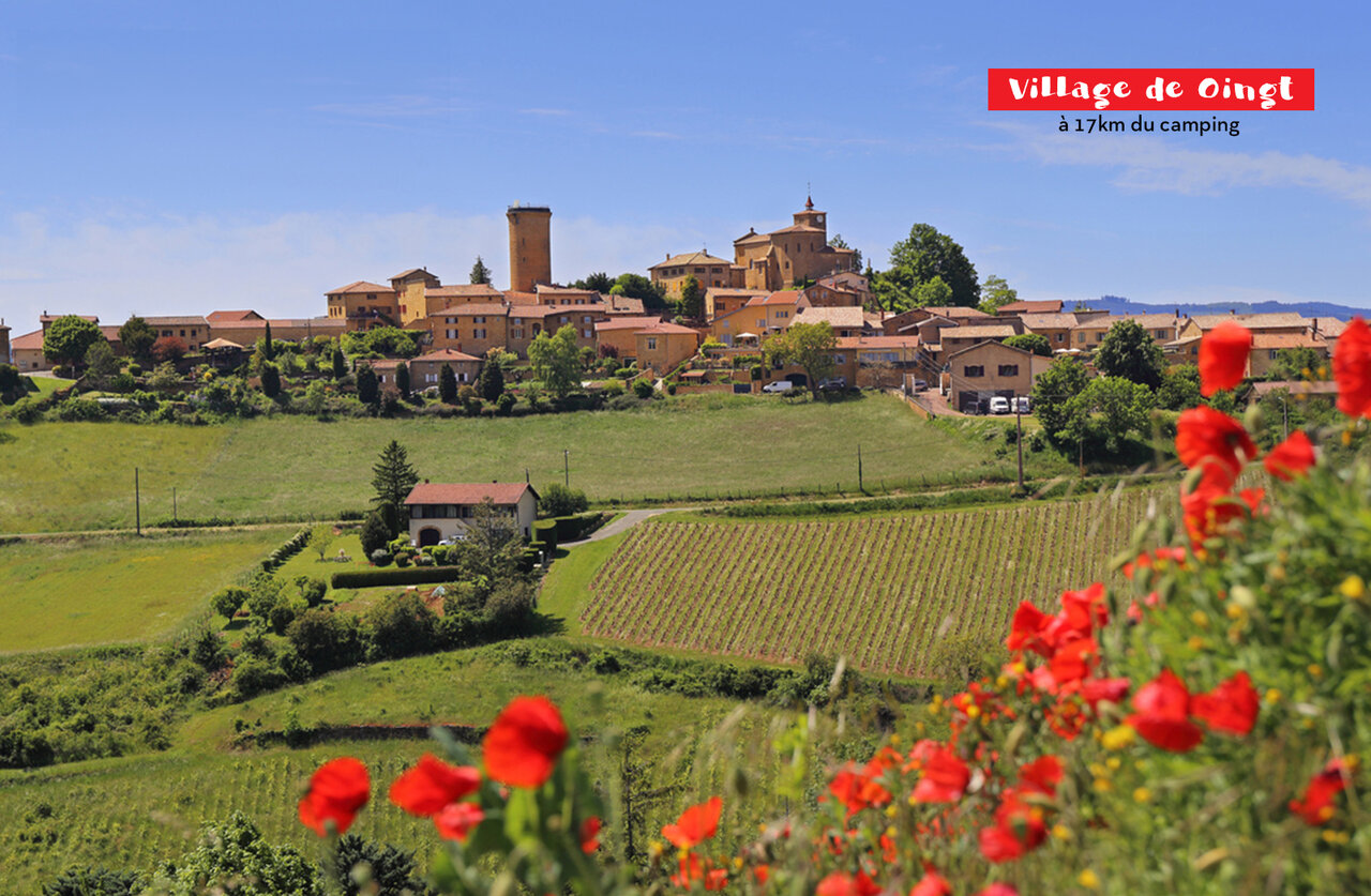 Medieval village of Oingt, one of France's most beautiful, near Anse.