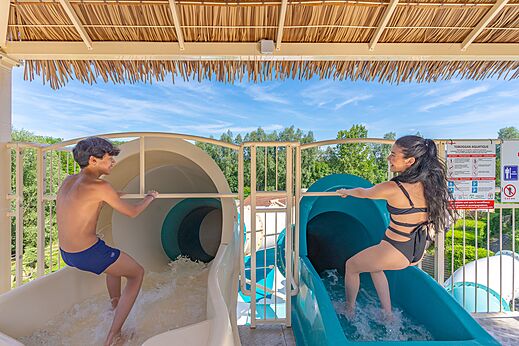 Water slides at CAPFUN Les Portes du Beaujolais campsite in Anse.