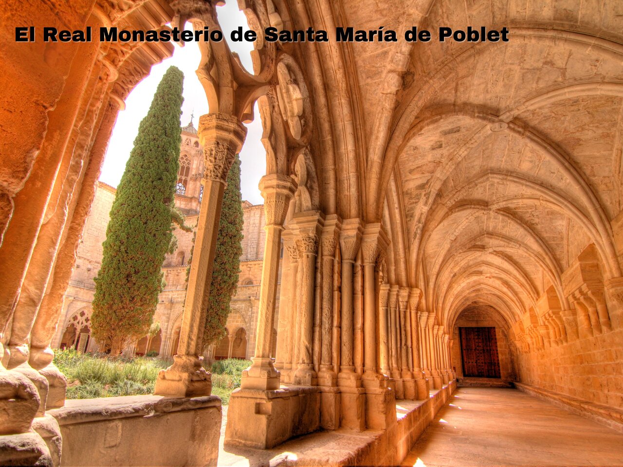 Historic cloister of Poblet Monastery, UNESCO site, to visit near Vilanova de Prades.
