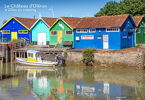Colorful huts and oyster port of Le Château d'Oléron, Oléron Island.