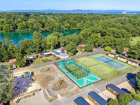 Sports courts and pump track at CAPFUN R�gni�re campsite in VILLETTE D'ANTHON.