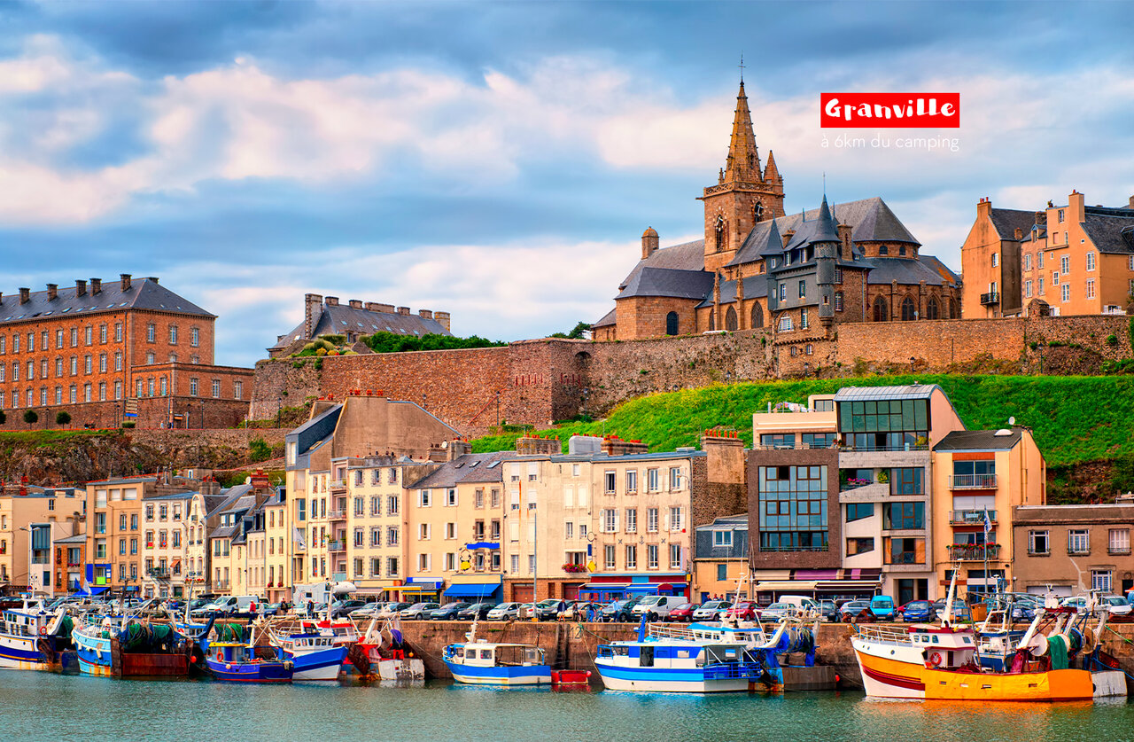 Granville harbor, historic fortified city with church, a place to visit in Normandy.