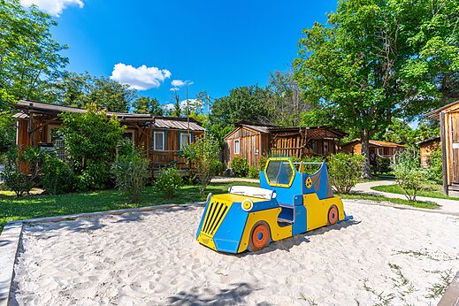 Playground with play car, Mobile homes at CAPFUN Sagittaire in VINSOBRES (26).