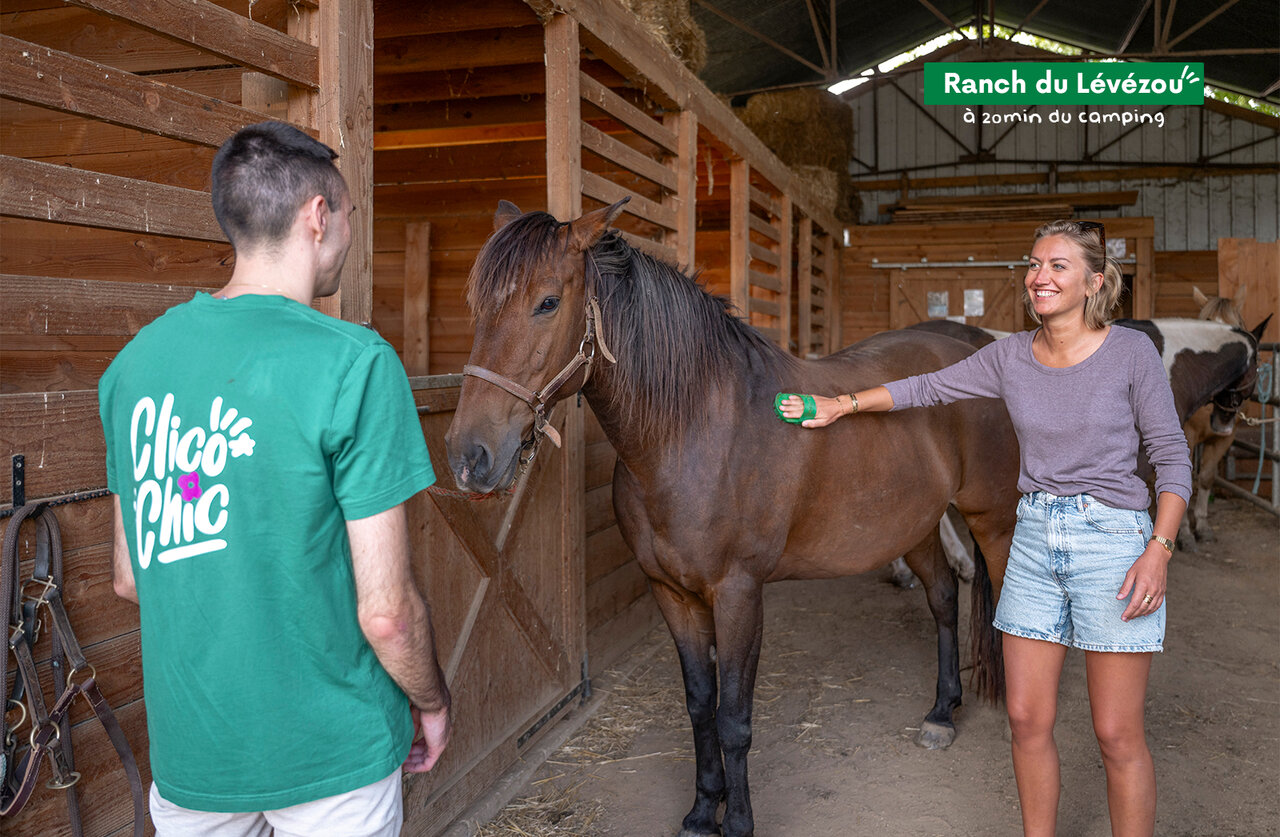 Equestrian activity at Ranch du L�v�zou, a place to visit near the campsite.