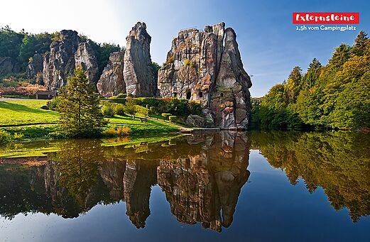 Natural rock formations of Externsteine, a tourist attraction to visit in Germany.