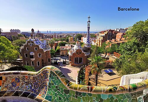 Gaudí's Park Güell in Barcelona, tourist attraction to visit in Catalonia.