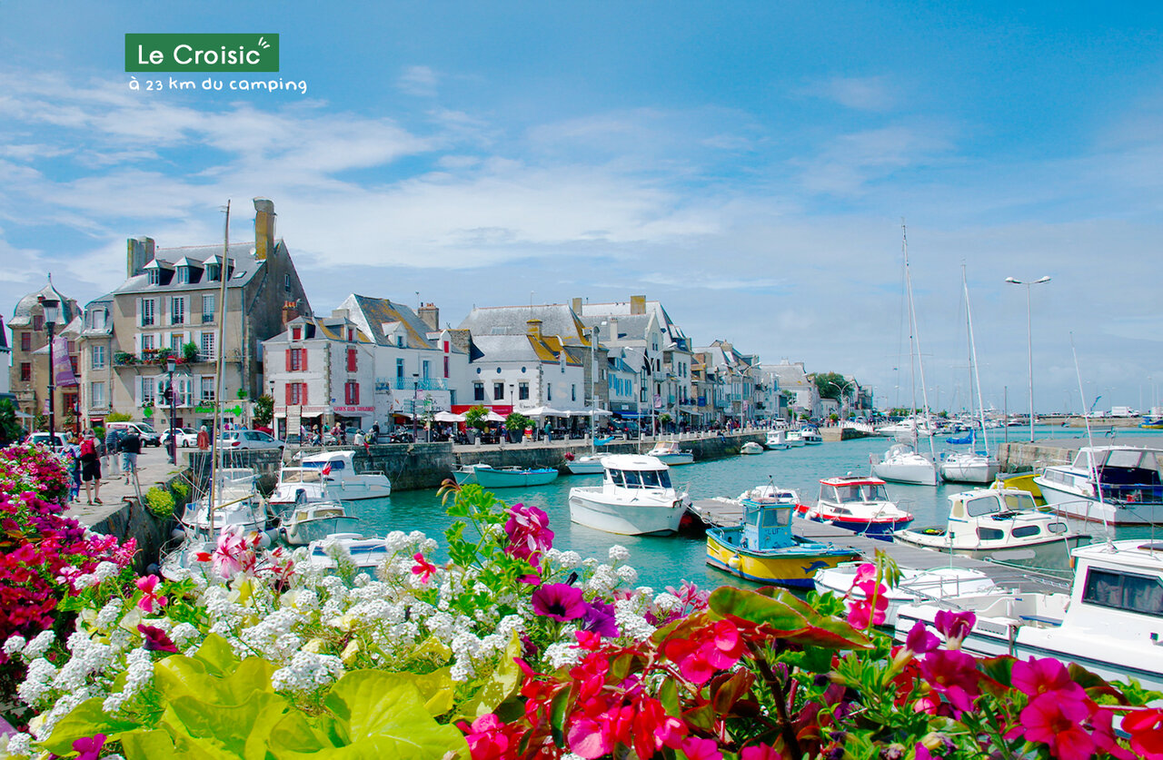 Picturesque port Le Croisic, boats, colorful houses, place to visit near the campsite.