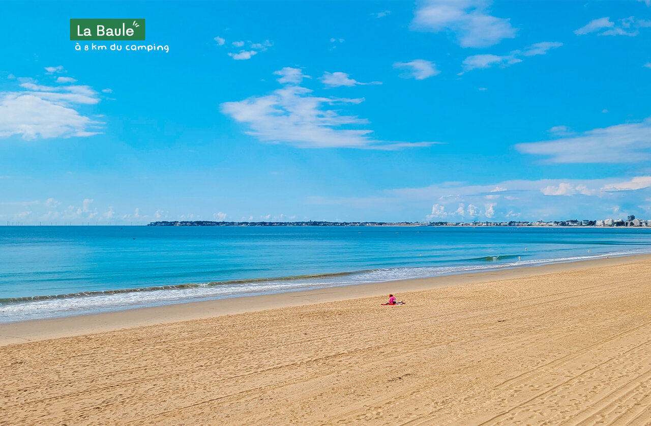 Large fine sandy beach in La Baule, a must-visit near the campsite.