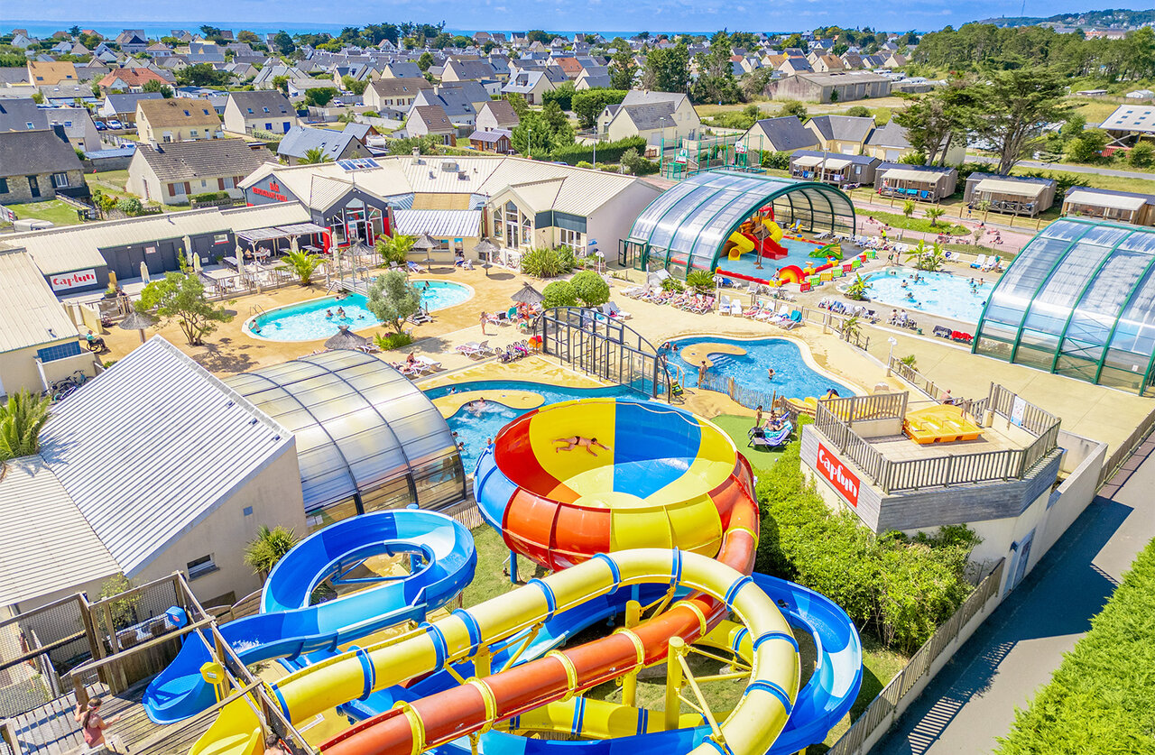 Aquatic park, slides, pools at CAPFUN Vikings, Saint Jean de la Rivi�re (50).