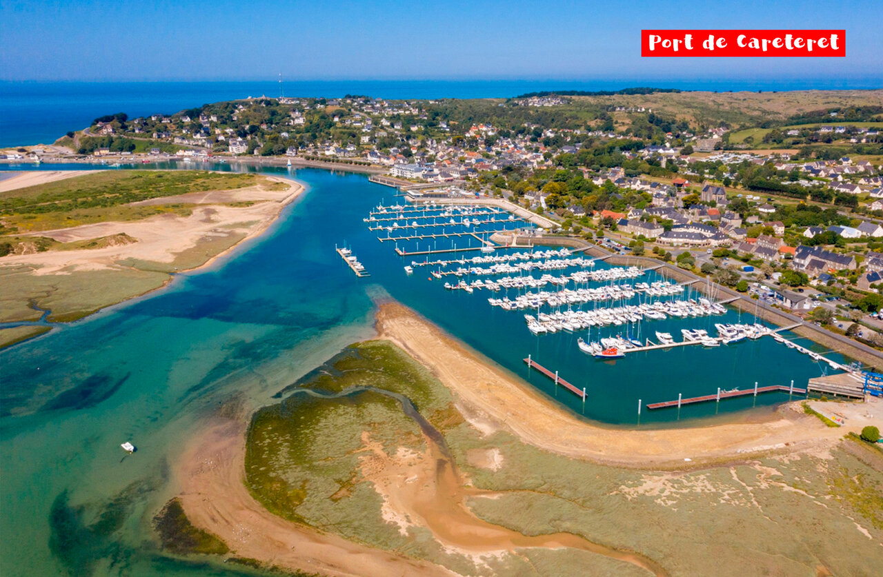 Port of Carteret, bustling marina and picturesque estuary in Normandy.