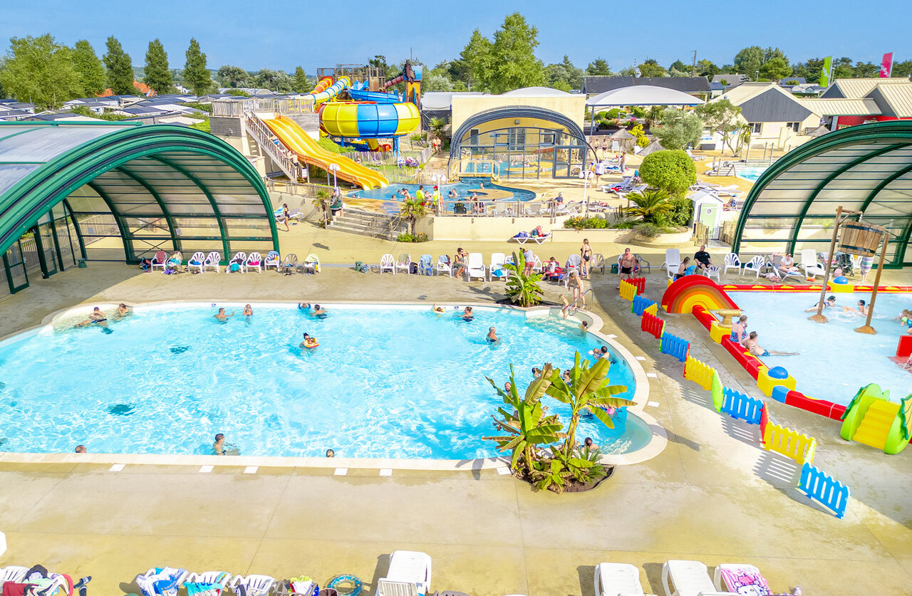 Swimming pools, slides, and water games at CAPFUN Vikings Saint Jean de la Rivi�re (50).