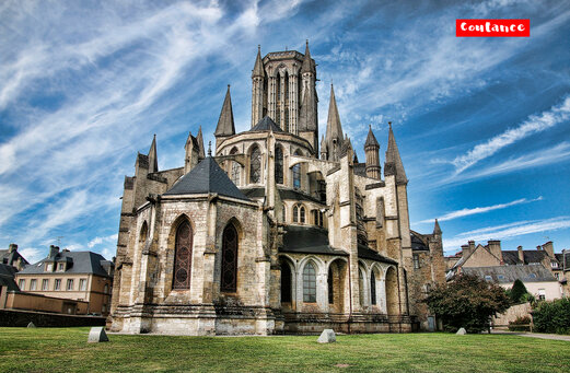 Coutances Cathedral, imposing Gothic architecture in Normandy.